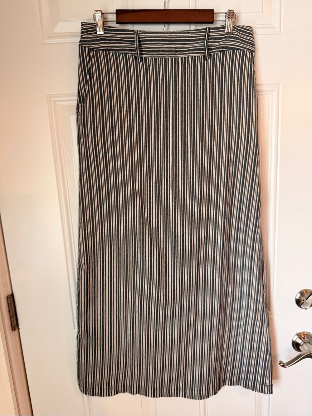 Striped Black and White Maxi Skirt with Belt Loops